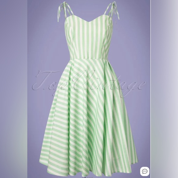 Banned Apparel 50s Candy Stripe Strappy Sundress in Green NWOT Size Large - Picture 2 of 12